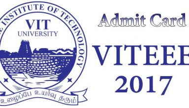 VITEEE Admit Card / Hall Ticket 2017 - Download @ vit.ac.in