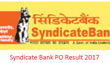 Syndicate Bank PO Result 2017 - Shortlist List Out